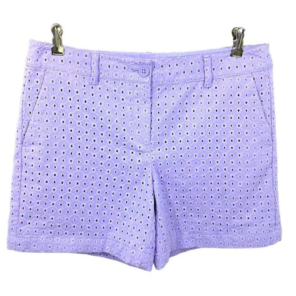 Loft Shorts Size 6 Light Periwinkle 6" Eyelet Mid-Rise - Picture 2 of 8
